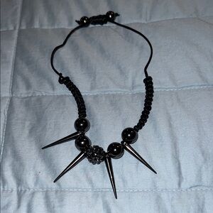 Black Spike Bead Statement Bracelet
